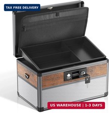 Medication Lock Box with Key, 2-Layer Medicine Lock Box with Meds Tray, Portable