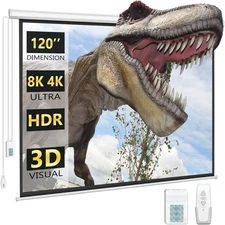 120 Inch Electric Projector Screen with Remote, Automatic Air Indoor Drop Down,