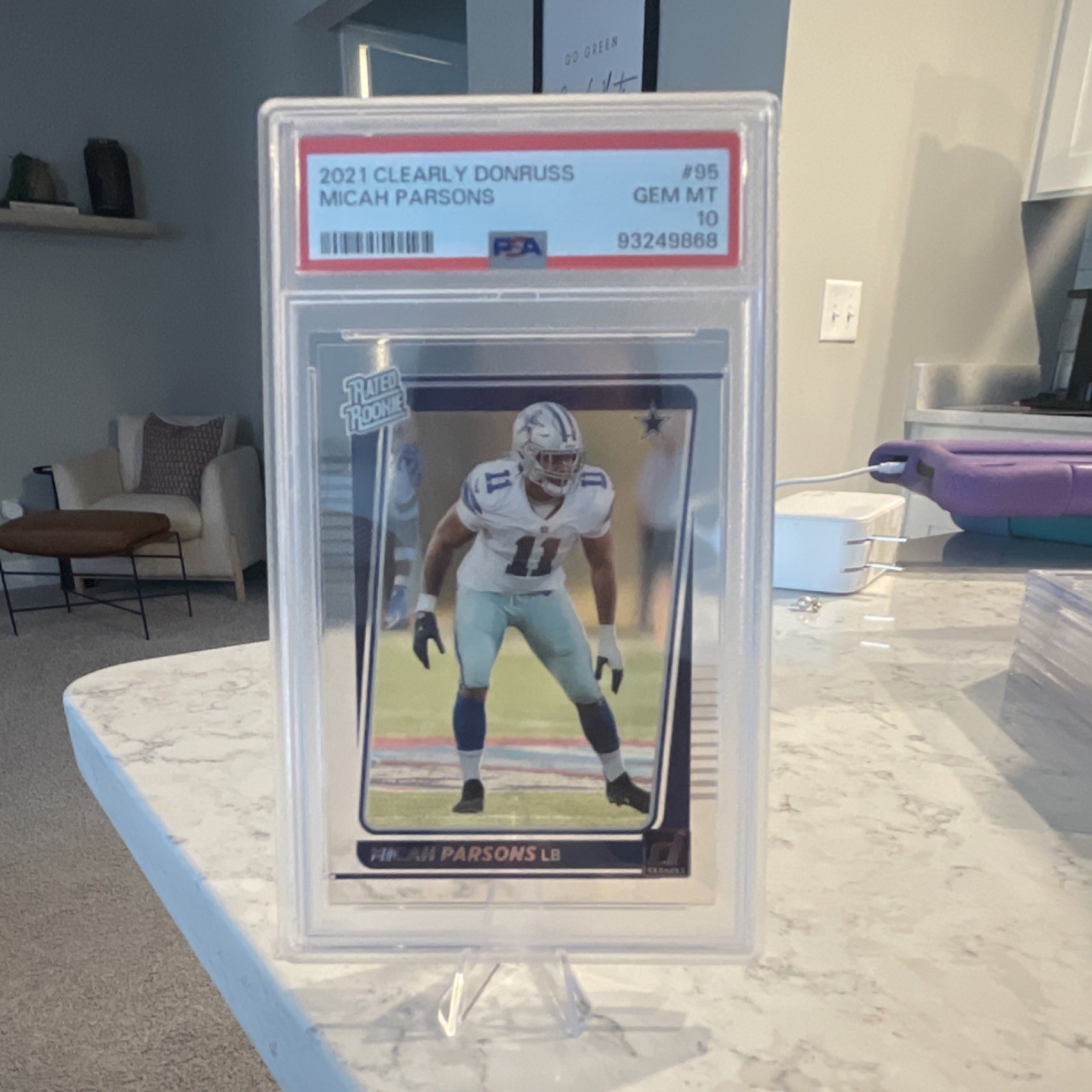 Panini 2021 Clearly Donruss #95 Rated Rookie Micah Parsons PSA 10 Cowboys NFL