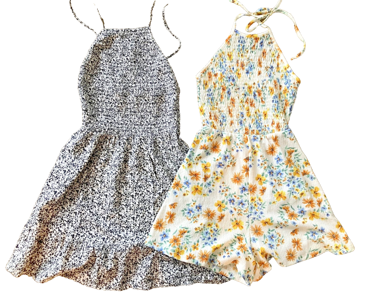 2 pc lot floral summer dresses Spanish design BERSHKA Size S | eBay