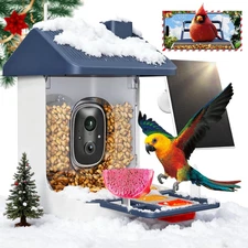 Smart Bird Feeder with Camera, 1.8L Solar Powered Bird Feeders for Outdoors, 2K 