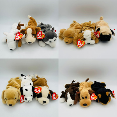 Ty Beanie Baby Babies Dog Puppy Nanook Tracker Puggly Fetch Dotty Doby Lot Of 12