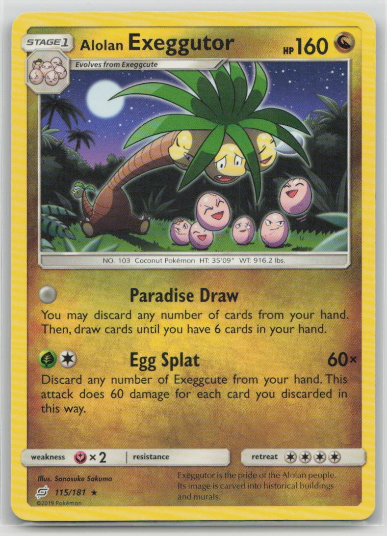 Alolan Exeggutor 115/181 Rare Team Up Pokemon Lightly Played