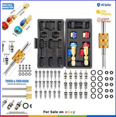 #ad Air Conditioner Valve Core Tool 35 Pcs Schrader Valve Remover Installer with O $87.97