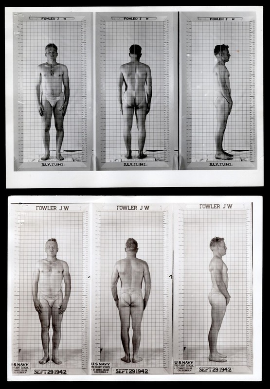 THICK SHORT BLONDE ~1942 NAVY POSTURE PHOTO LOT NEAR NUDE JOCK SAILOR MAN #2 gay
