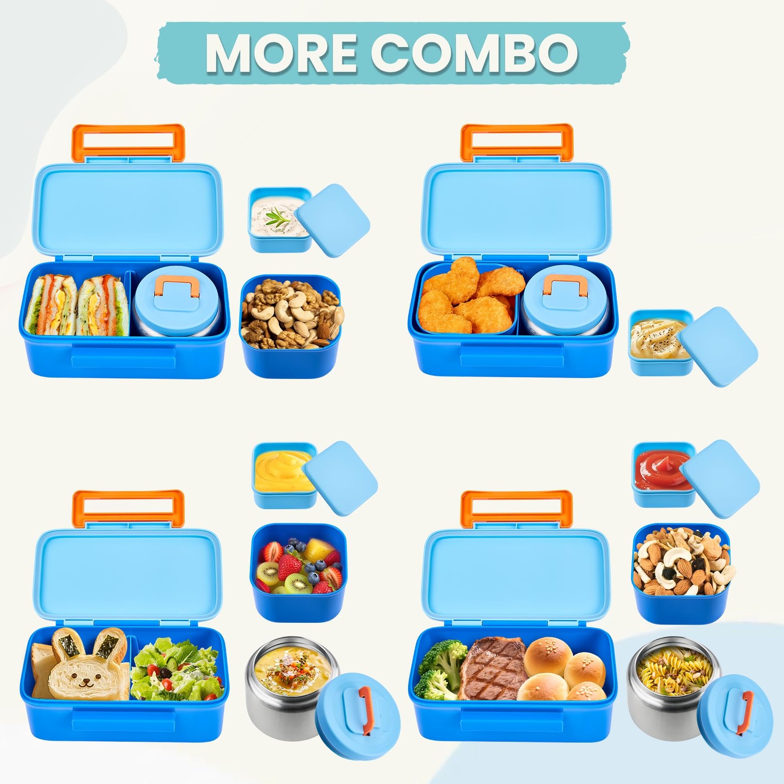 Kids Lunch Box with 8oz Thermo, Leakproof Bento Box with Insulated Bag, Kids ...