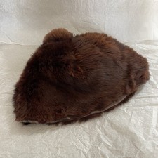 Fur Beanie Cap Hat Orange Fabric Liner One Size