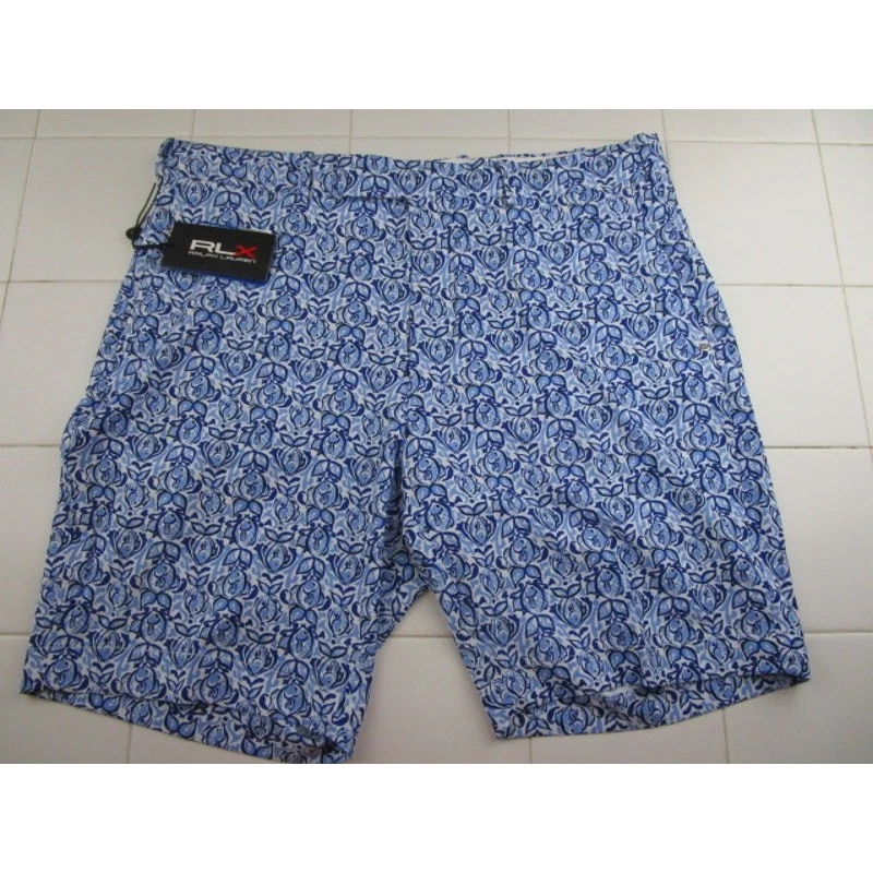 Ralph Lauren RLX Tailored Fit 10" Golf Shorts Fish Printed Blue AOP Men's 36