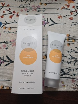 Balance Me AHA Glow Mask Glycolic Acid Kaolin Clay Linden   1.69 Fl Oz