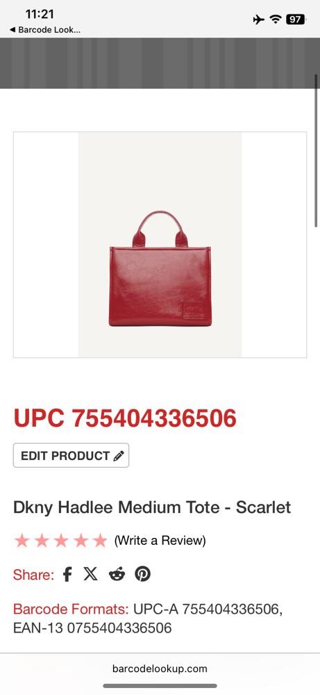 DKNY Womens Hadlee Medium Tote Crinkle Faux Leather Bag Scarlet Size OS Defected image 5