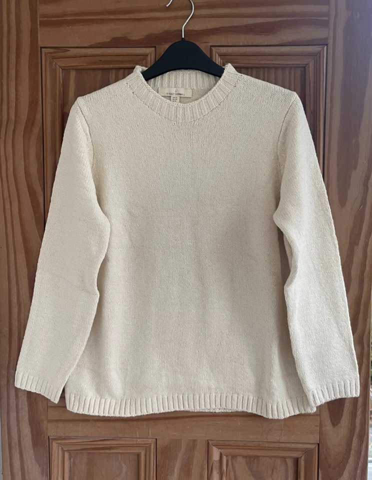 Ex SEASALT Ladies NEW Merino Wool Blend Jumper Top Cream Grey Size 10 - 16 - Image 2 of 3