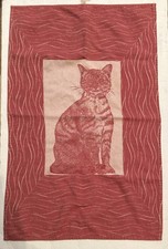 Vintage Cotton cat tea towel ~ Sitting Cat 18 X 28 Made In USA