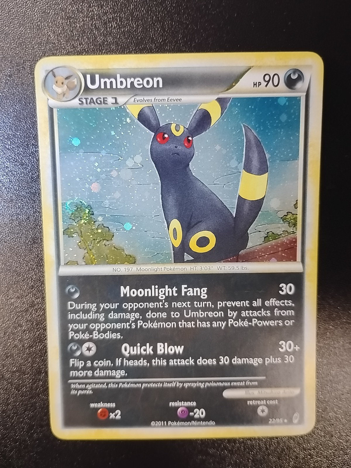 Swirl Holo POKÉMON TCG 2011 UMBREON 22/95 CALL OF LEGENDS HOLO NM