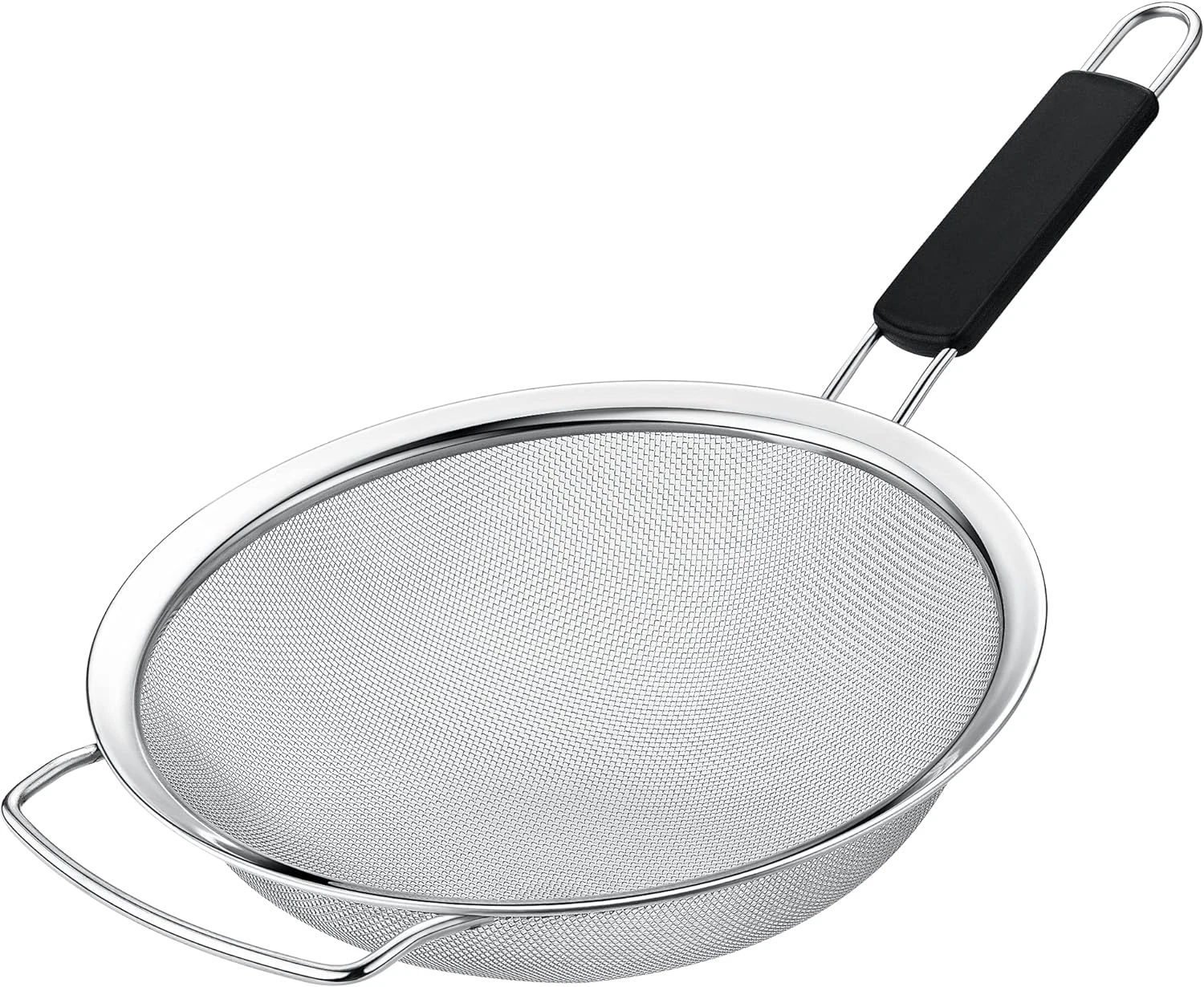 Colador grande de malla fina de 9 pulgadas con mango de goma termoplastica