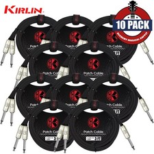 10-PACK Kirlin 3FT 1/4" Mono To Dual 1/4" Mono Noise-Free Y-Cable Y-321 PR-03/BK