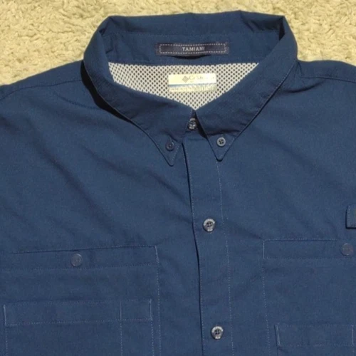 Columbia PFG Tamiami Shirt Men's XXL Blue Button-Down Omni-Shade Vented Fishing - Image 4 of 4