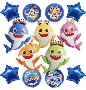 13 Licensed Baby Shark Themed Happy Birthday Party Foil Balloons Round Star