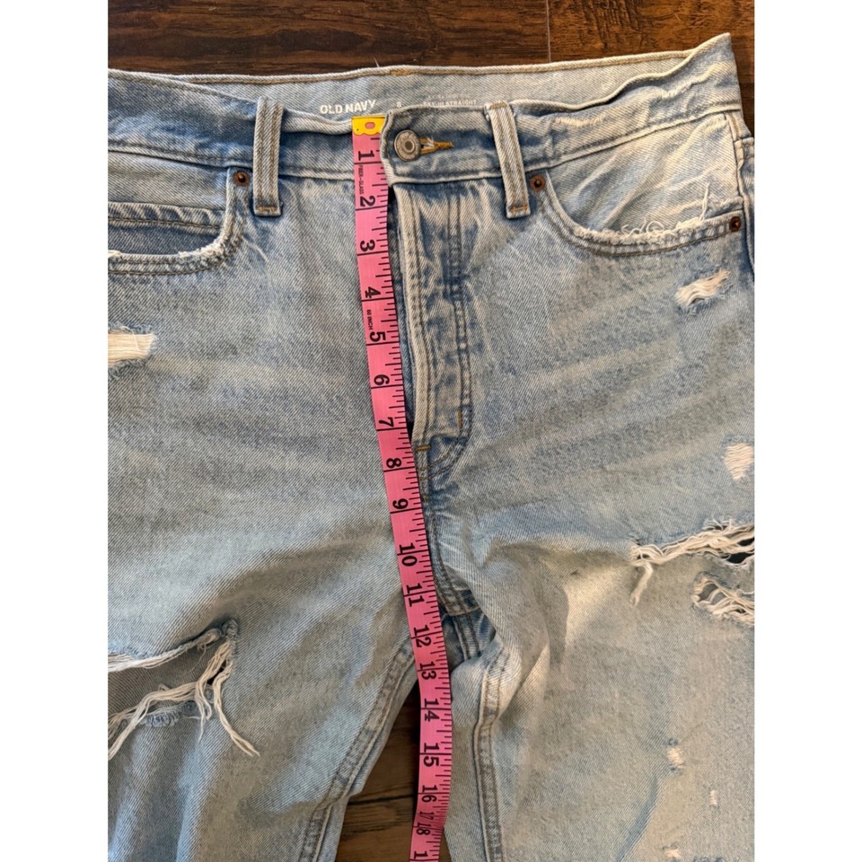 Old Navy Extra High-Rise Sky-Hi Straight Distressed Light Wash Jeans ...