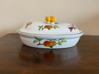 Royal Worcester Evesham Vale Oblong Entree Dish Vegetable Casserole & Lid Peach
