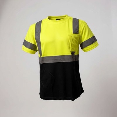 Hi Vis Yellow/black Safety Short Sleeve T Shirt High Visibility Reflective 