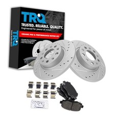Performance Rear Ceramic Brake Pad and Rotor Set Coated Drilled Slotted