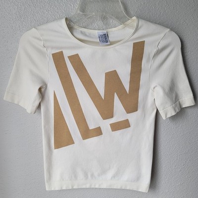 Wolford Women's Cotton Velvet Short Sleeve Logo Tee, Size: Small, Color: Cream