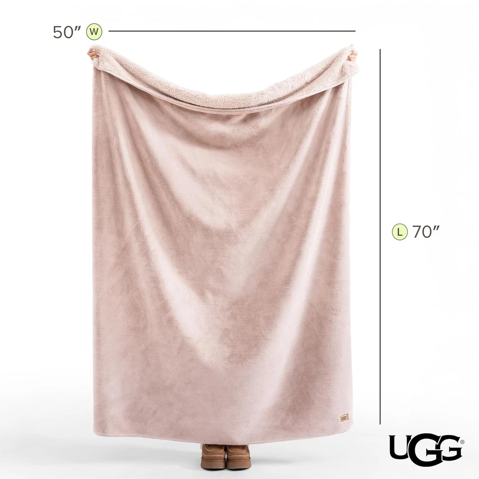 UGG Whitecap Plush Throw Blanket Quartz Pink 50x70 Soft Fleece Cozy Luxury Home - Image 2 of 4