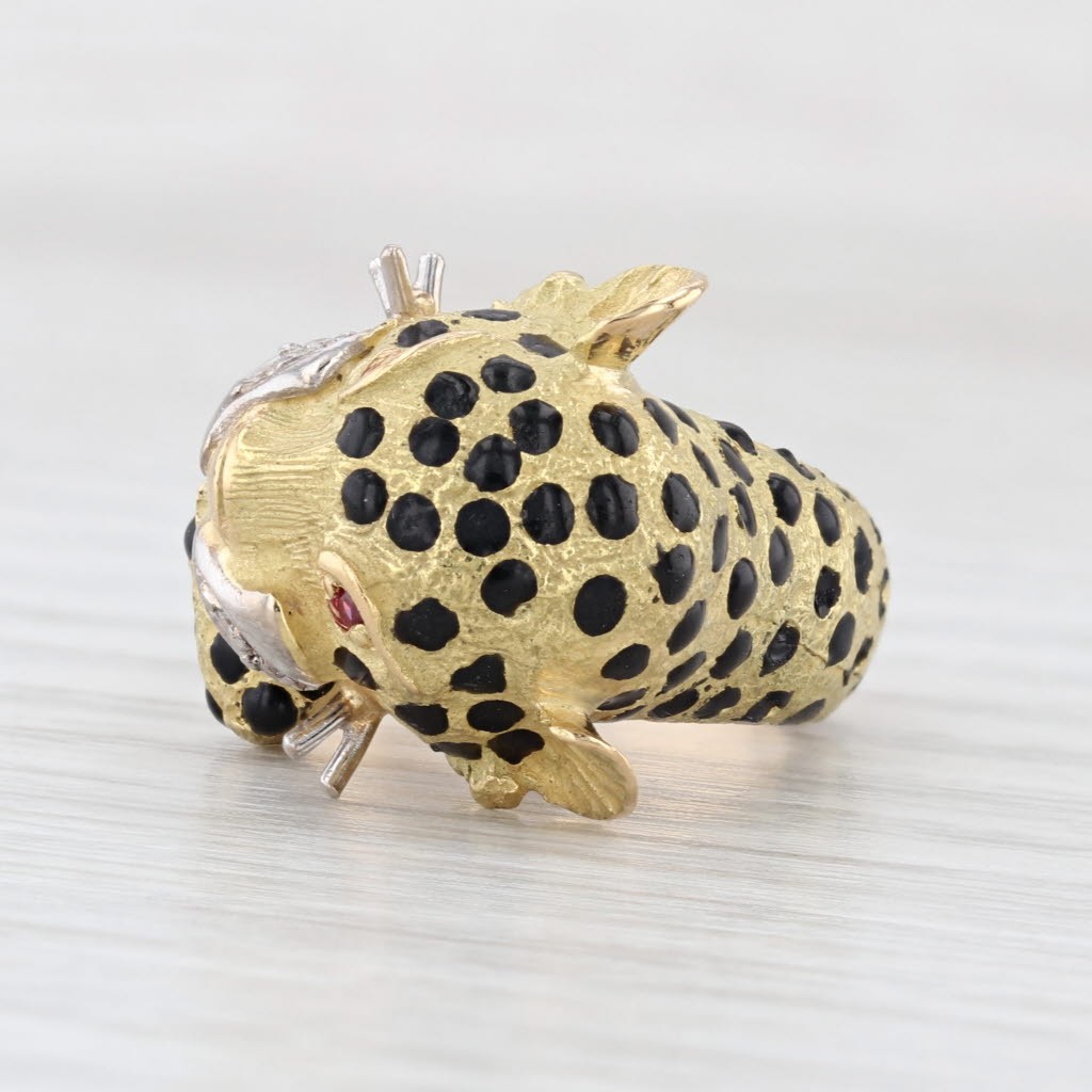 Leopard Ring Diamond Lab Created Ruby 18k Yellow … - image 3