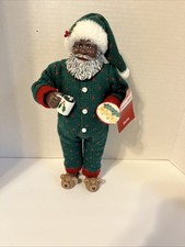 Christmas African American Santa in Pajamas F...