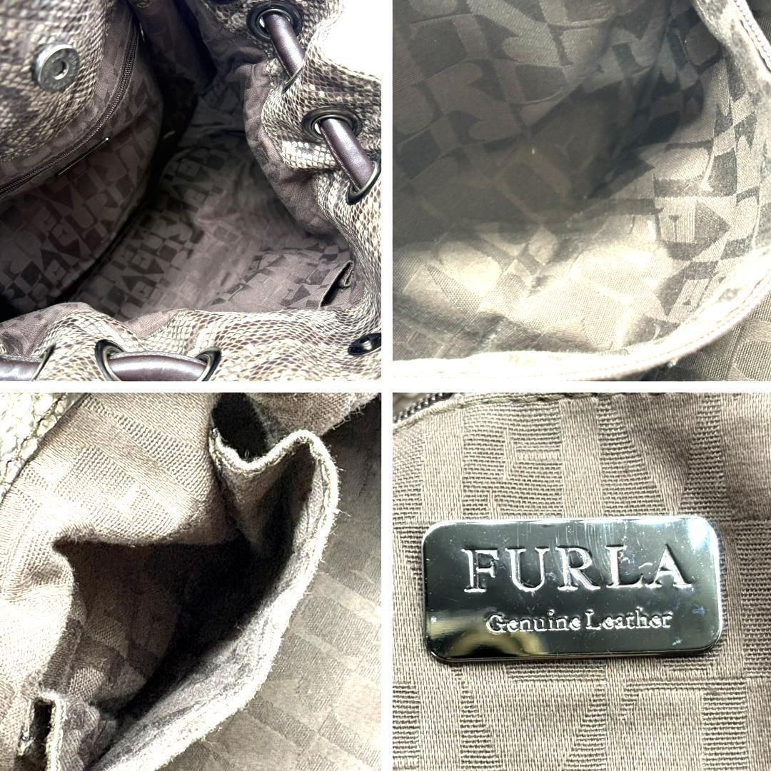 FURLA Python Embossed Tote Bag Snake Pattern Anim… - image 8