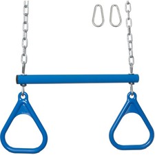 SWING SET STUFF TRAPEZE BAR / RINGS WITH UNCOATED CHAIN BLUE play park wood 0246