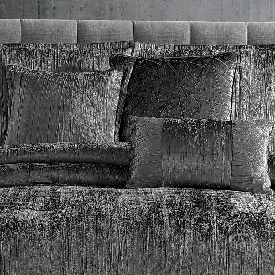 Riverbrook Home Turin Plush Comforter Set, Queen, Charcoal, 7-Piece Set - Image 3 of 4