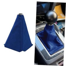 Car Shift Boot Cover Stick Shift Cover Suede Leather Manual Dark Blue