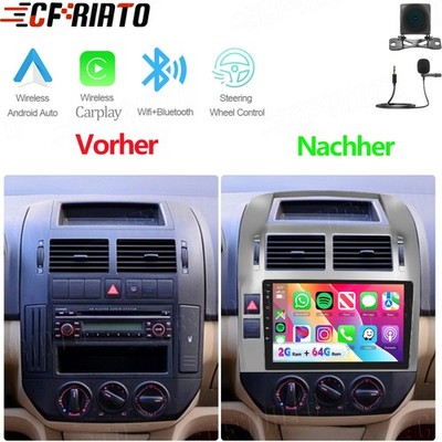 2+64GB Für VW Polo 9N 2001-2009 Autoradio Android 15 Carplay RDS GPS Navi Kamera
