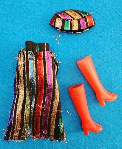 Vintage Barbie Maddie Mod Leopard Hippie Skirt Set With  Boots!