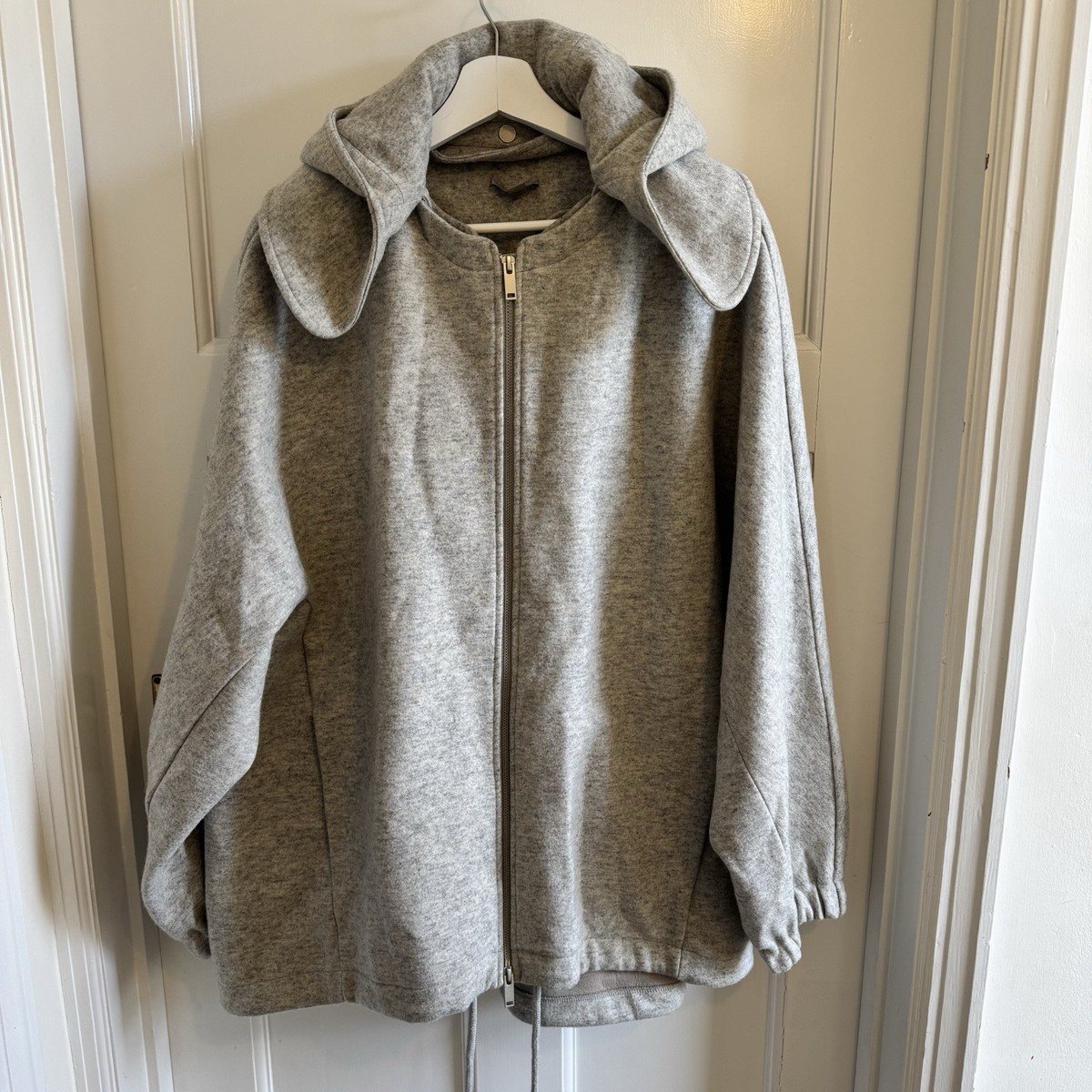 Grey Cos Wool Coat With Oversized Collar COS Grey Removable Hood