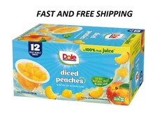 Dole Fruit Bowls Diced Peaches in 100 Fruit Juice, 4 oz Cups 12 Pack 