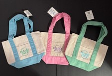 3x Trader Joe's Mini Pastel Canvas Tote Bag Limited Sold Out Pastel Colors NEW