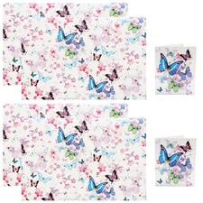 Birthday Wrapping Paper 4x Sheets with 2x Gift Tags Butterfly Design