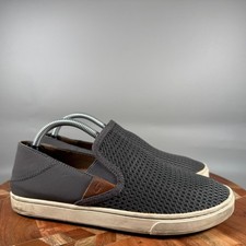 OluKai Pehuea Slip On Shoes Womens 6.5 Gray Mesh Drop In Heel Sneaker 20271-PVPV