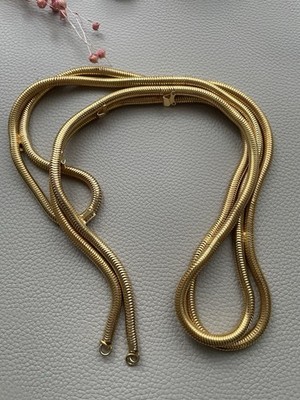Vintage Christian Dior Gold Tone Snake Chain Belt Adjustable Signed