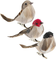 Artificial Birds with Clips 3 Pcs Simulated Sparrow Ornaments for Floral Arrang