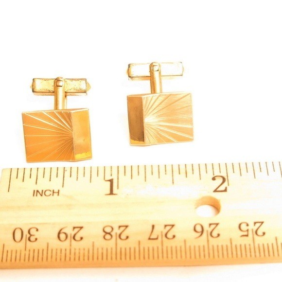VTG DAVCO Signed Rectangular Gold Plated Cufflinks - image 3