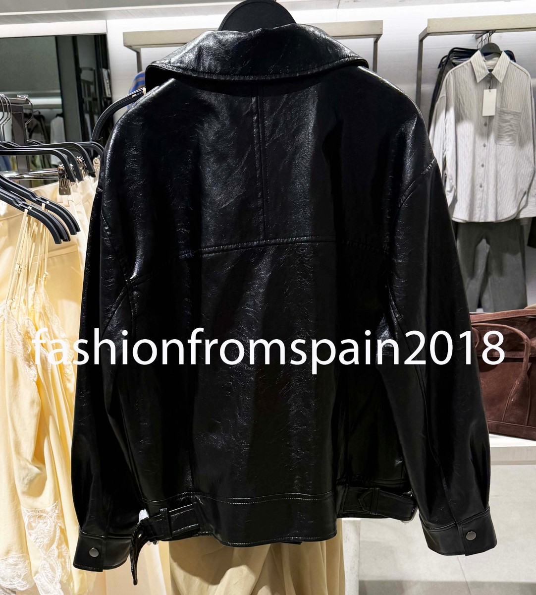 ZARA NEW WOMAN ZW COLLECTION FAUX LEATHER JACKET BLACK XS-XL 7522