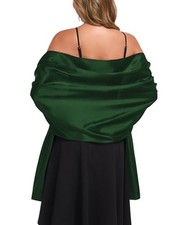 Shawls and Wraps for Evening Dresses Satin Women Long 79x28 inches Dark Green