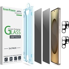 amFilm 2+2 Pack OneTouch Privacy Screen Protector for S25U-6.9", transparent 