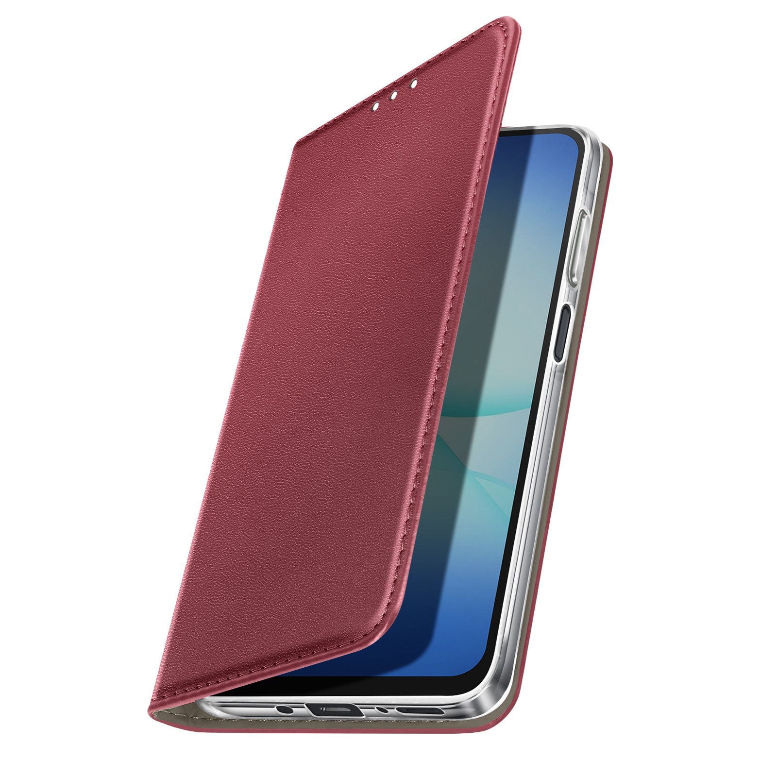 Housse Galaxy A17 bordeaux Avizar avec support vidéo et fermeture aimantée