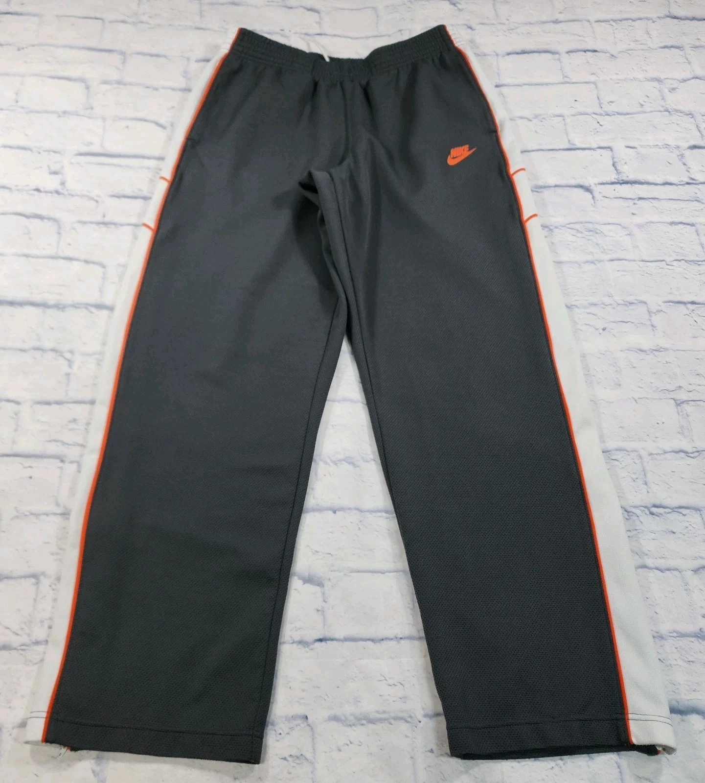 Nike MENS L Mesh Jersey Gray White Swoosh Sweatpants Grey Tag VINTAGE Y2K