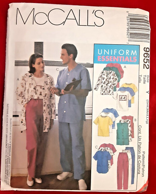 Vintage McCall's Pattern 9652 Unisex Work Scrubs Man & Woman Sewing Project (H)
