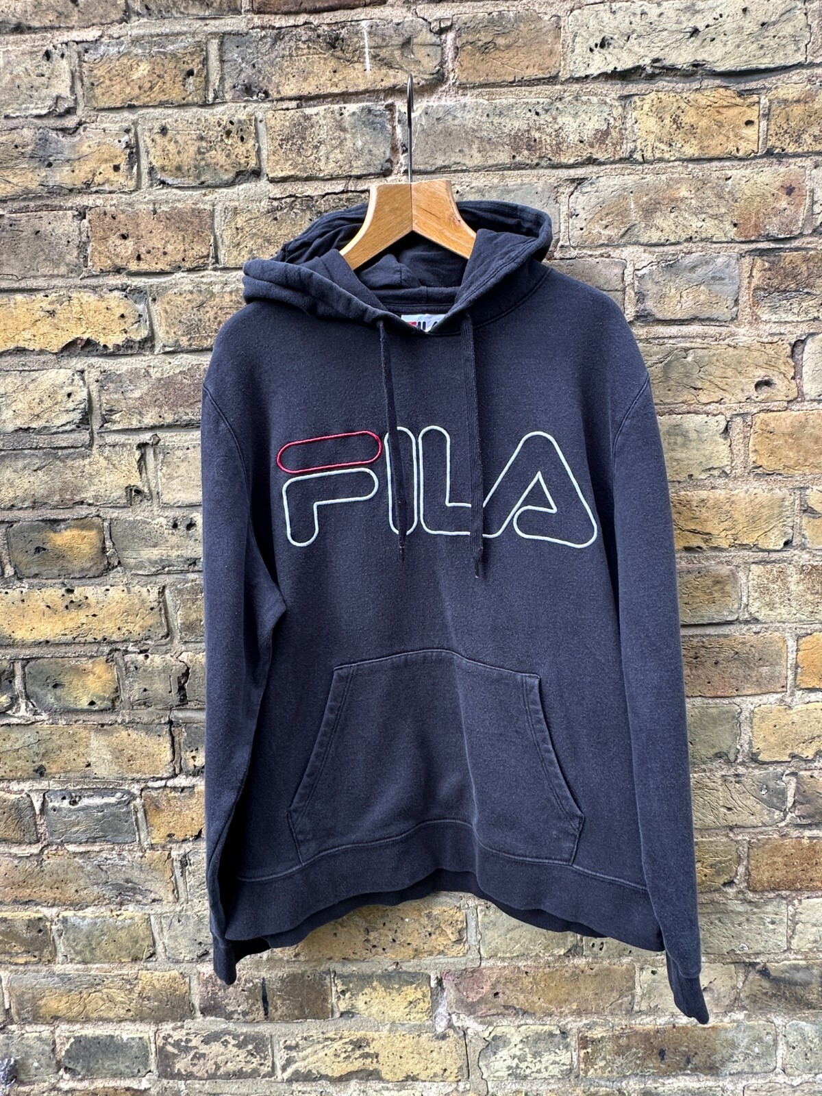 FILA felpa uomo con cappuccio maglione medio cotone pullover felpa con cappuccio nero vintage anni 90